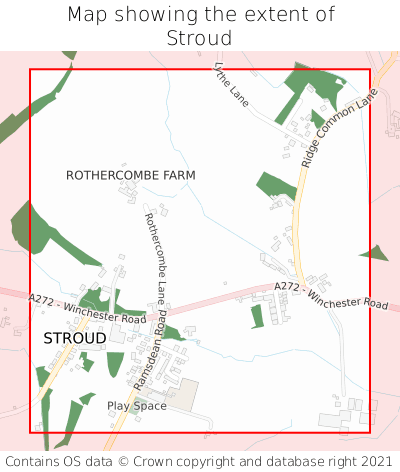 Map showing extent of Stroud as bounding box