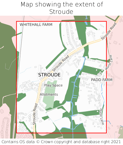 Map showing extent of Stroude as bounding box