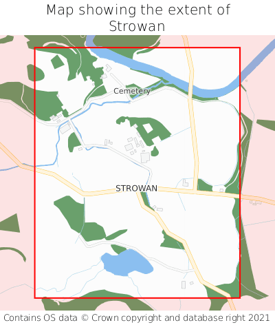 Map showing extent of Strowan as bounding box