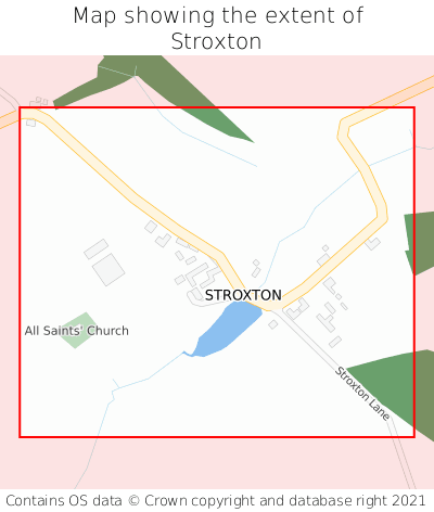 Map showing extent of Stroxton as bounding box