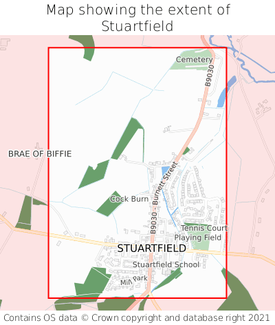Map showing extent of Stuartfield as bounding box