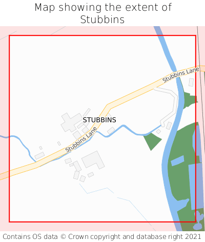Map showing extent of Stubbins as bounding box