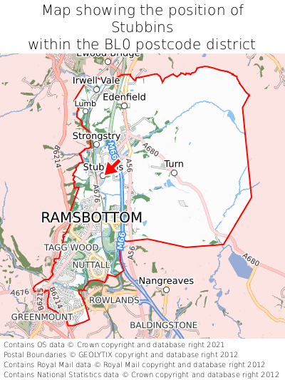 Map showing location of Stubbins within BL0