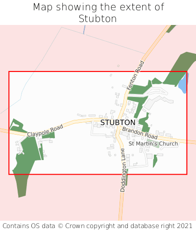 Map showing extent of Stubton as bounding box