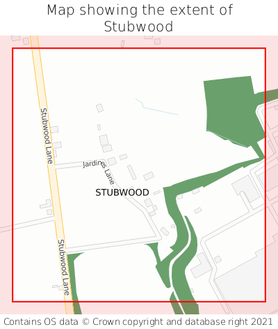 Map showing extent of Stubwood as bounding box