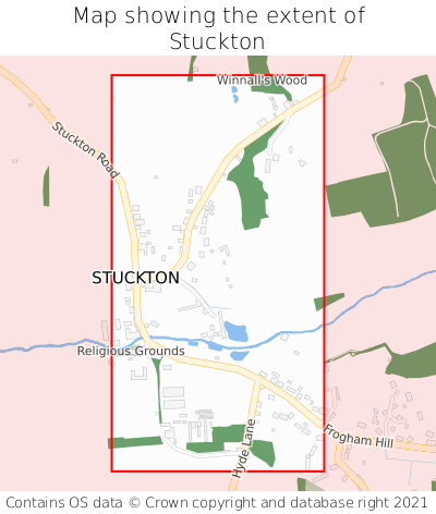 Map showing extent of Stuckton as bounding box