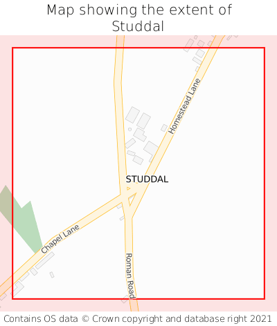 Map showing extent of Studdal as bounding box