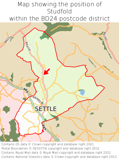 Map showing location of Studfold within BD24