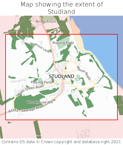 Map showing extent of Studland as bounding box