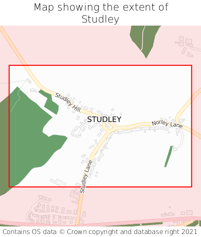 Map showing extent of Studley as bounding box