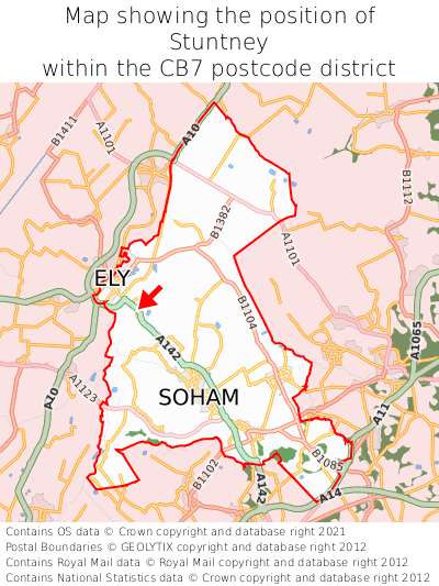 Map showing location of Stuntney within CB7