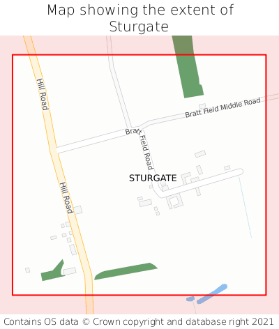 Map showing extent of Sturgate as bounding box