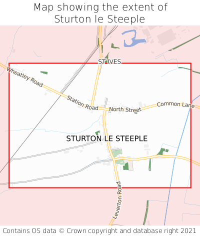 Map showing extent of Sturton le Steeple as bounding box
