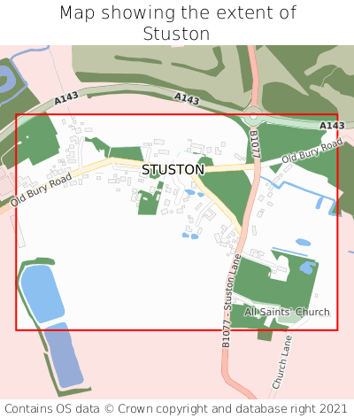 Map showing extent of Stuston as bounding box