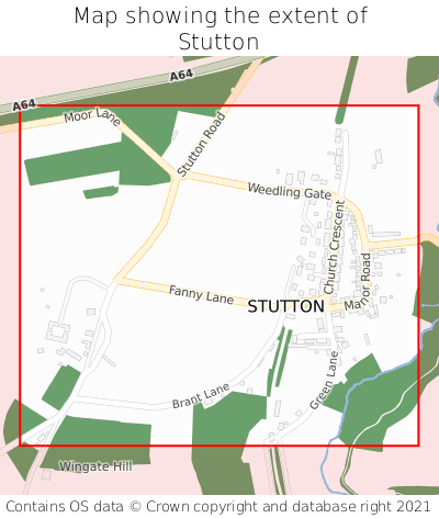 Map showing extent of Stutton as bounding box