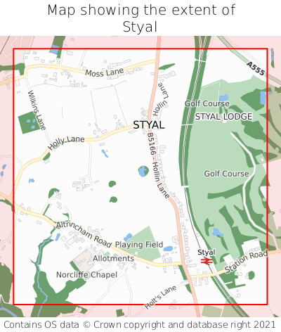 Map showing extent of Styal as bounding box