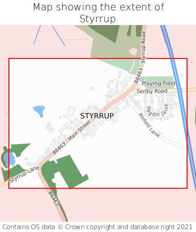 Map showing extent of Styrrup as bounding box