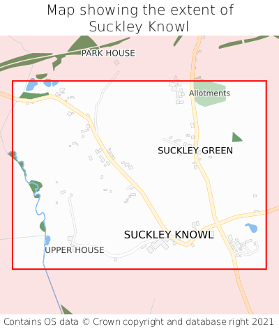 Map showing extent of Suckley Knowl as bounding box