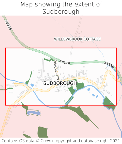 Map showing extent of Sudborough as bounding box