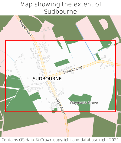 Map showing extent of Sudbourne as bounding box