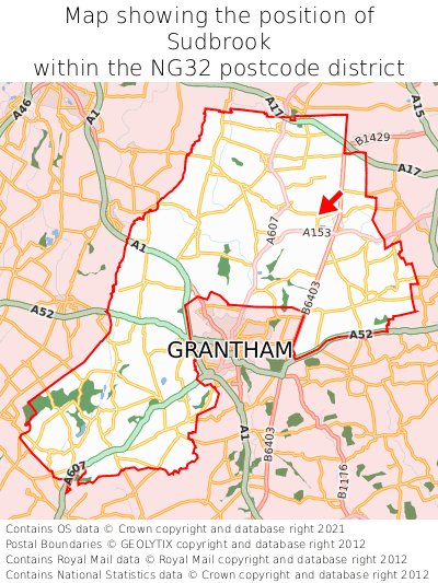 Map showing location of Sudbrook within NG32