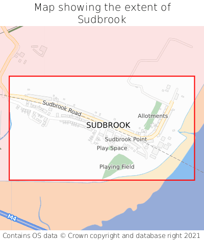 Map showing extent of Sudbrook as bounding box