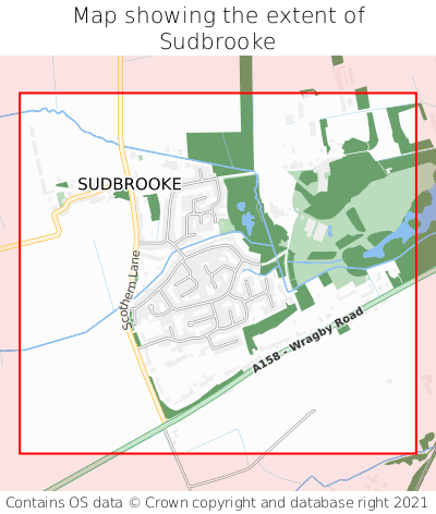 Map showing extent of Sudbrooke as bounding box