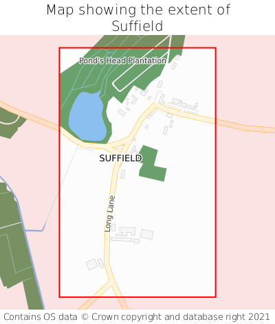 Map showing extent of Suffield as bounding box