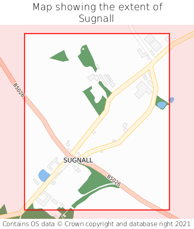 Map showing extent of Sugnall as bounding box