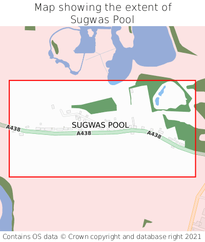 Map showing extent of Sugwas Pool as bounding box