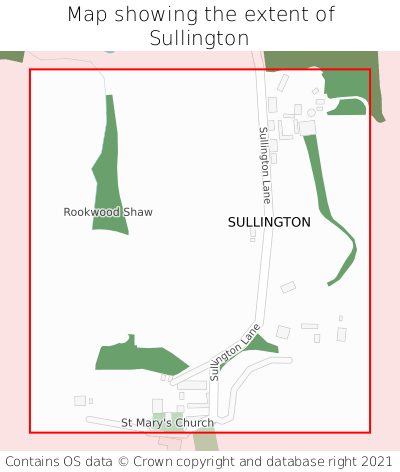 Map showing extent of Sullington as bounding box