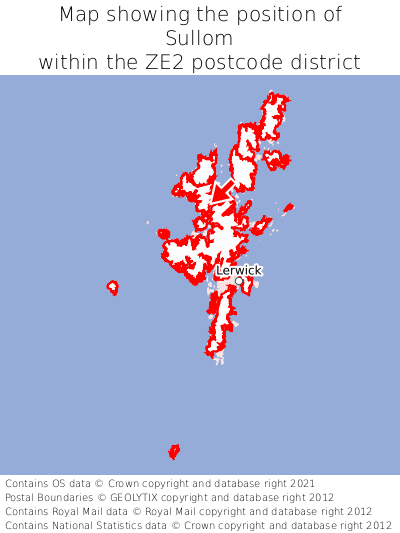 Map showing location of Sullom within ZE2