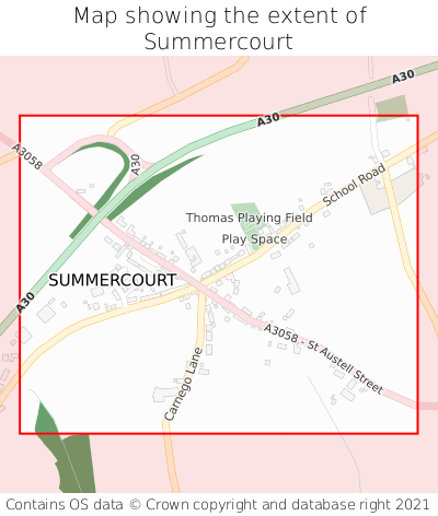 Map showing extent of Summercourt as bounding box