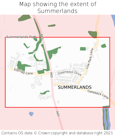 Map showing extent of Summerlands as bounding box