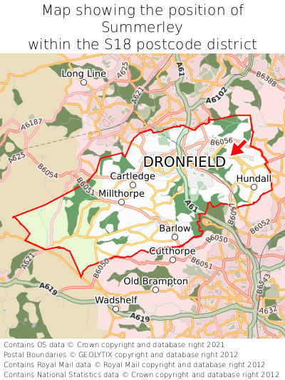 Map showing location of Summerley within S18