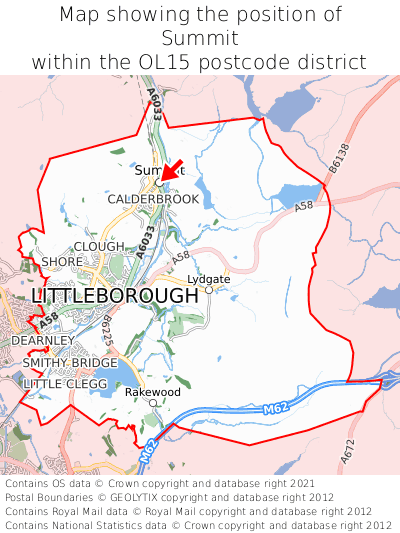 Map showing location of Summit within OL15