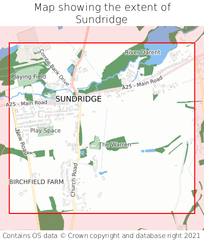 Map showing extent of Sundridge as bounding box