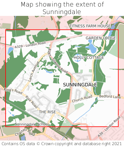 Map showing extent of Sunningdale as bounding box
