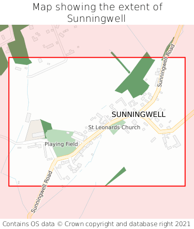 Map showing extent of Sunningwell as bounding box