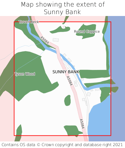 Map showing extent of Sunny Bank as bounding box