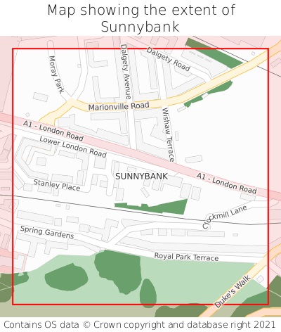 Map showing extent of Sunnybank as bounding box