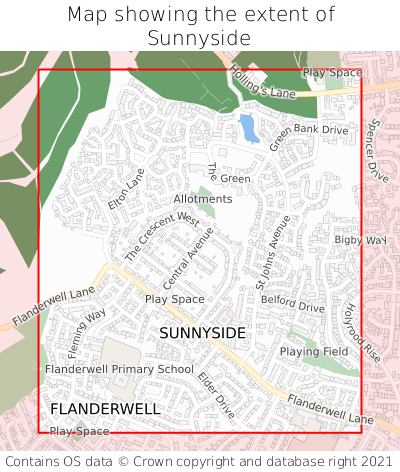 Map showing extent of Sunnyside as bounding box