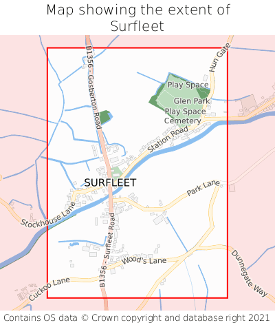 Map showing extent of Surfleet as bounding box