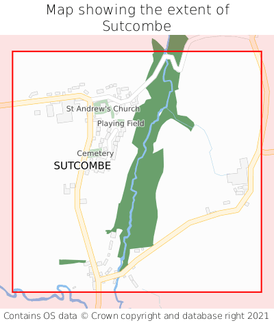 Map showing extent of Sutcombe as bounding box
