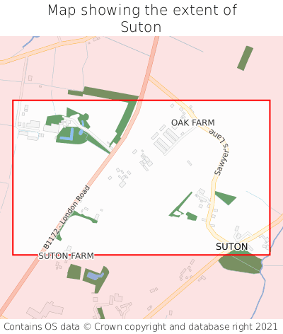 Map showing extent of Suton as bounding box