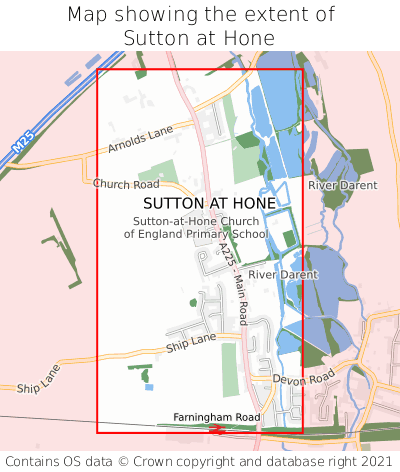 Map showing extent of Sutton at Hone as bounding box