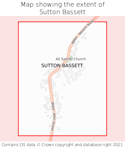 Map showing extent of Sutton Bassett as bounding box