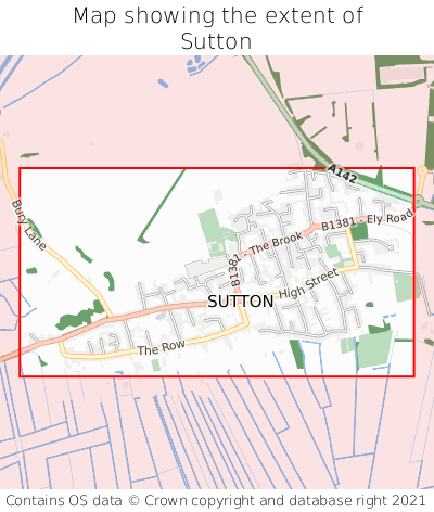 Map showing extent of Sutton as bounding box