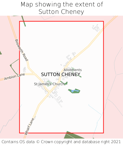 Map showing extent of Sutton Cheney as bounding box