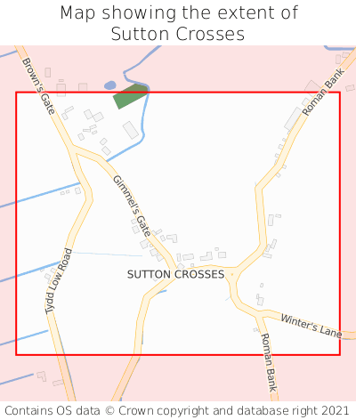 Map showing extent of Sutton Crosses as bounding box